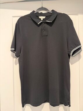 Club Monaco Black Polo with White Contrast Trim